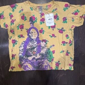 Magnolia Pearl Yellow Tee with Purple and Green Floral Design GreatCon, wtags